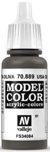 Vallejo Model Color: 091 Olivbraun (USA Olive Drab), (889)