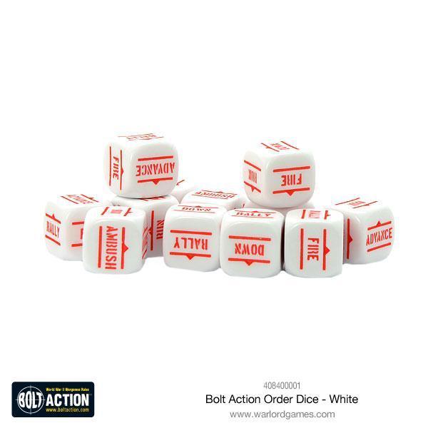 Bolt Action Befehlswürfel (12 Stück) - Weiß
